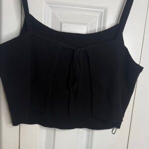 Kendall & Kylie Black Ribbed Crop Top